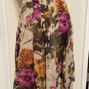 Burberry Floral Skirt, Size 14, 100% Silk